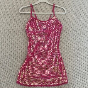 Retrofete Pink and Gold Sequin Mini Dress